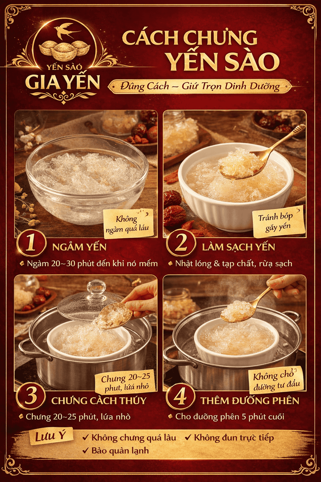 CÁCH CHƯNG YẾN SÀO ĐÚNG CÁCH GIỮ TRỌN DINH DƯỠNG