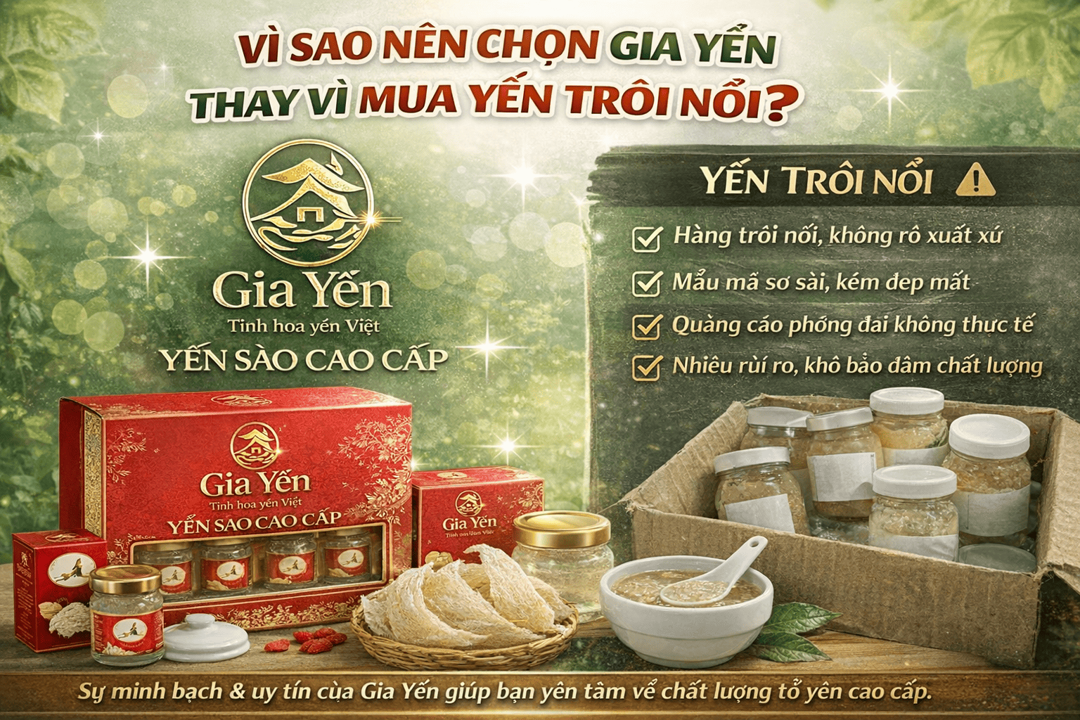 Vì sao nên chọn Gia Yến thay vì mua yến trôi nổi?