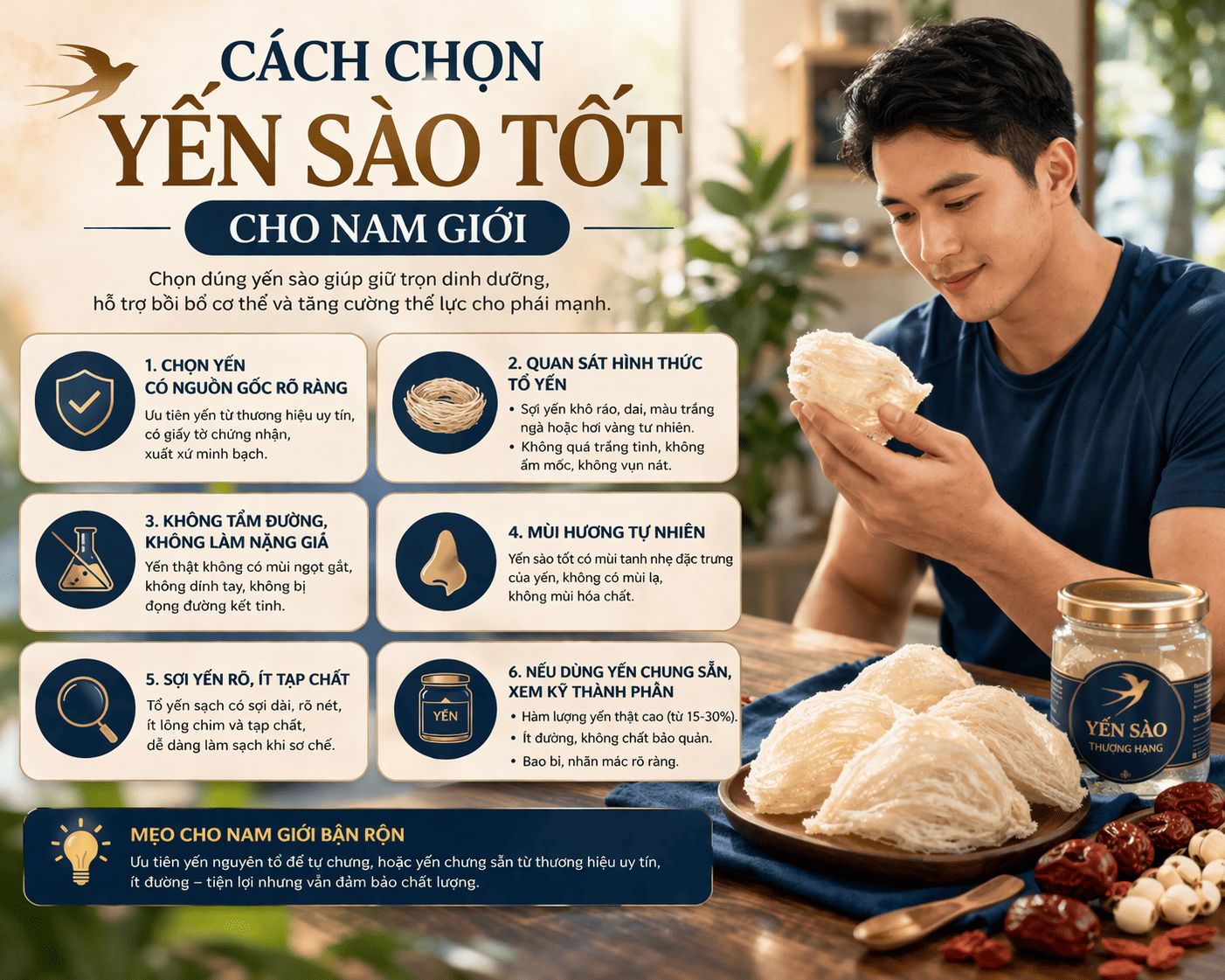 Cách chọn yến sào tốt cho nam giới