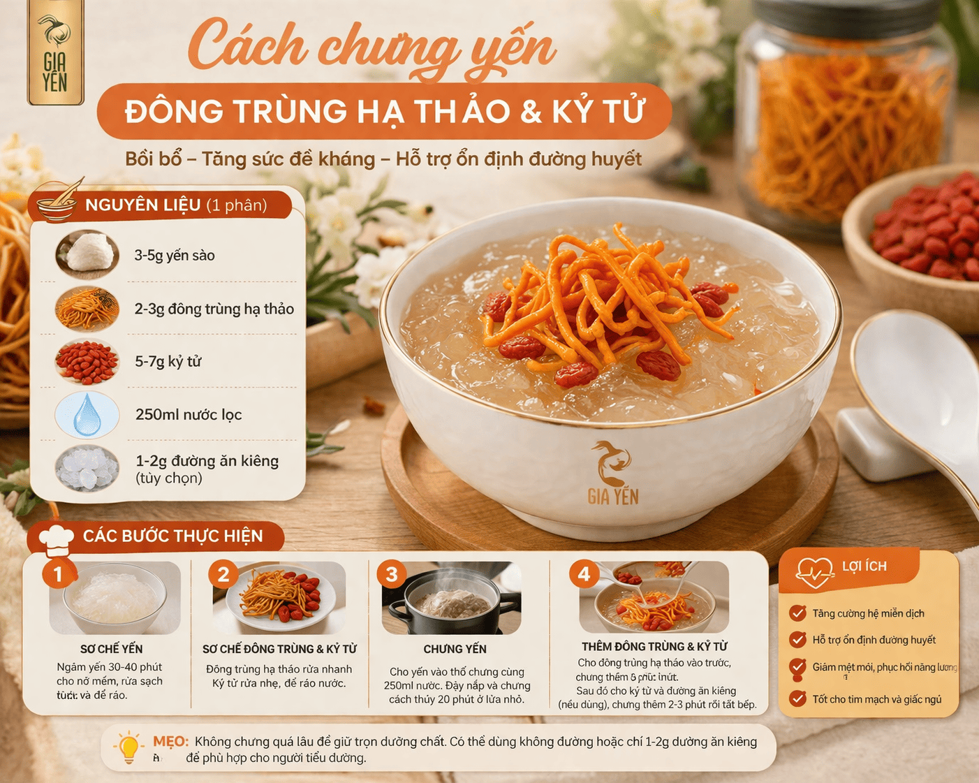 Yến Chưng Đông Trùng Hạ Thảo – Kỷ Tử